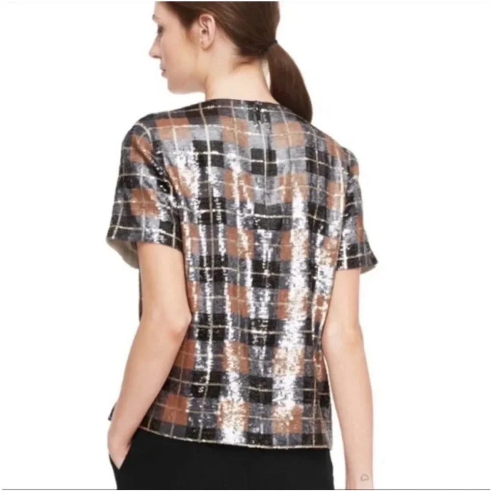 Kate Spade NY Black, Silver, Gold Sequins Blouse Top Size 0 formal wear